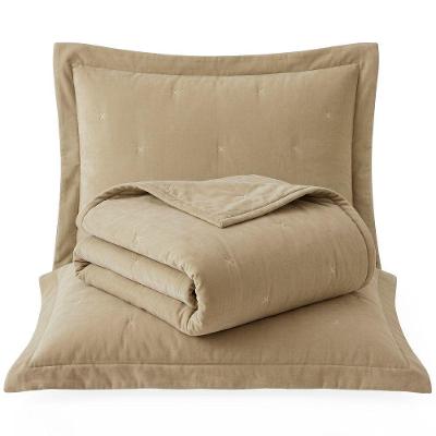 Cobre Leito Stella Casal 3 Peças Percal Misto 300 Fios Matelassê Bordado Bege Lilly Home