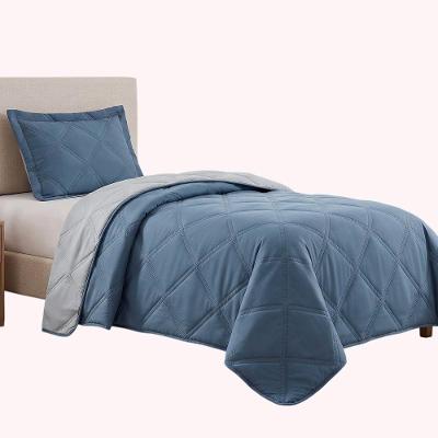 Cobre Leito Belisa Casal Percal 300 Fios Matelassê Dupla Face Azul Lilly Home