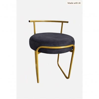 Banqueta Glamour Secretária com Revestimento em Veludo Base Fixa Cinza SMF Decor