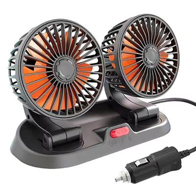 Ventilador Veicular Duplo 24V 2 Velocidades Giro 360 graus  para Caminhão Carreta Preto Economia Solar