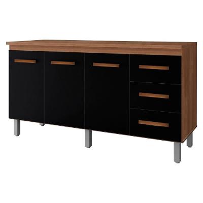 Balcão Diana 3 Portas 3 Gavetas MDP 148CM Preto Savana