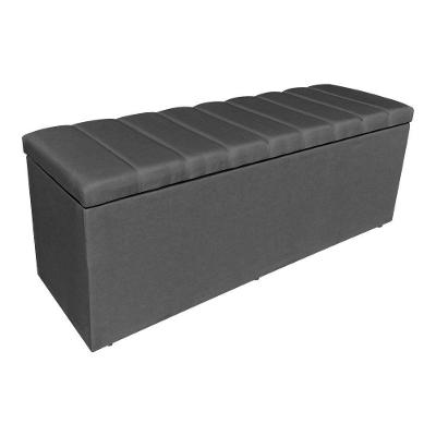 Calçadeira Recamier Baú Holanda 90CM Solteiro Suede com Estrutura em Madeira Grafite Pallazio
