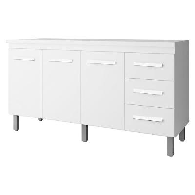 Balcão Diana 3 Portas 3 Gavetas MDF-MDP 148CM Branco