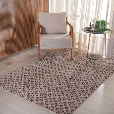Tapete Soft Jacquard 140x200cm Poliéster Base em PVC Antiderrapante para Sala Bene Casa