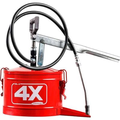 Bomba Manual para Graxa HL-4 com Reservatório 4KG Cabeçote em Aço Mangueira 1,3M Vermelho Hydronlubz