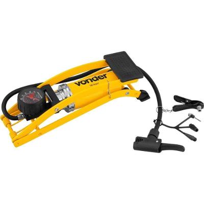 Bomba de Ar com Pedal 3598100100 Estrutura Metálica Manômetro Mangueira 60cm Amarelo Vonder