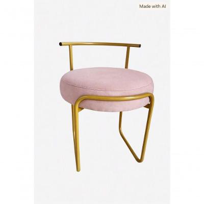 Banqueta Glamour Secretária Veludo Base Fixa Rosa SMF Decor