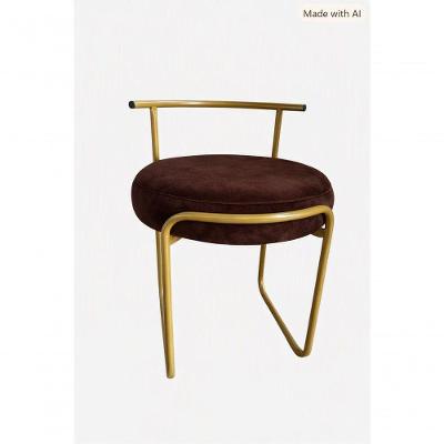 Banqueta Glamour Secretária Veludo Base Fixa Marrom SMF Decor