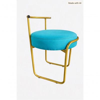 Banqueta Glamour Recepção Sued Veludo Light Base Fixa Encosto Reclinável Turquesa SMF Decor