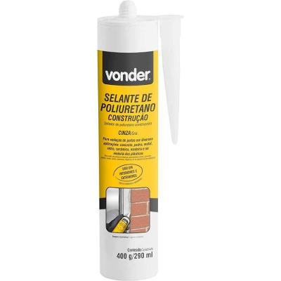 Selante de Poliuretano Construção PU36 Adesão Excepcional Cinza Vonder 400G 290ML