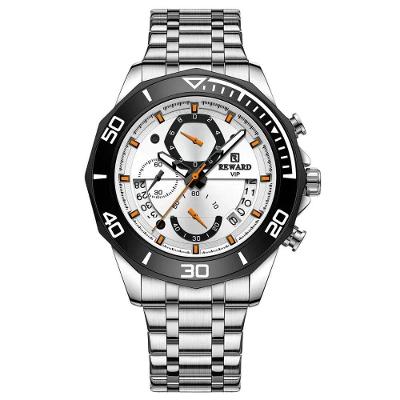 Relógio Masculino Reward Prata Cronógrafo Aço Inox Calendário Luminoso