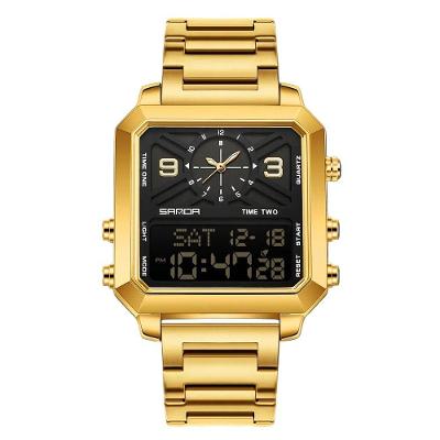 Relógio Digital para Homem 6265 em Aço Inox Dourado Sanda