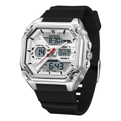 Relógio Digital Masculino Design à Prova de Água TPU LED Preto Sanda