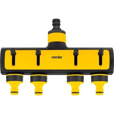 Adaptador Múltiplo para Mangueira AMV 040 com 4 Saídas e Regulador de Fluxo Amarelo e Preto Vonder