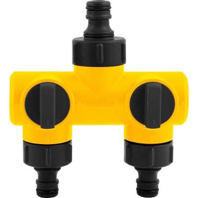 Adaptador Múltiplo para Mangueira AMV 020 com Regulador de Fluxo Individual Amarelo e Preto Vonder