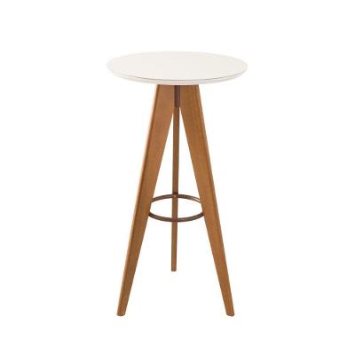 Mesa Alta Clive 4 Lugares Redonda Vidro Off White