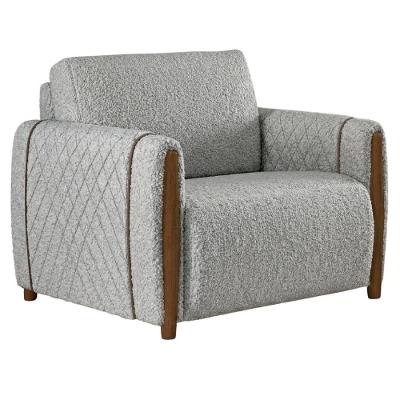 Poltrona Decorativa Aurora Bouclé com Pés Palito Milani Movelaria
