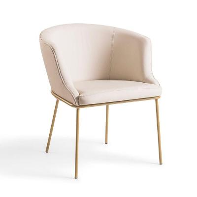 Poltrona Crown Estofada Base Aço Dourada Tecido Off White