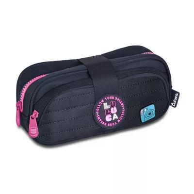 Estojo Duplo Escolar Clio Style Luluca LU24641 Preto