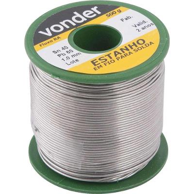 Estanho em Fio com Fluxo 7451406010 RA para Eletrônicos 1,0MM 500G Verde Vonder