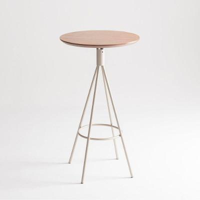 Mesa Alta Clive 4 Lugares Redonda Tampo MDF Base Aço