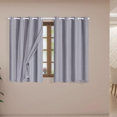 Cortina Blackout PVC com Voil 2,80x1,60M Poliéster para Sala Quarto Cinza Clara Luz Decora