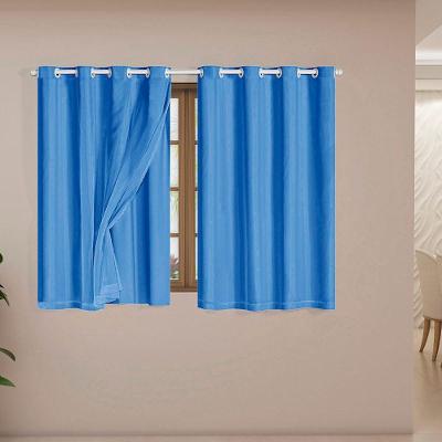Cortina Blackout PVC com Voil 2,00x1,40M para Sala e Quarto Azul Clara Luz Decora