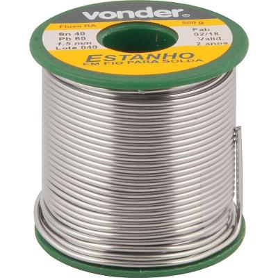 Estanho em Fio com Fluxo 7451406015 Indicado para Soldar Componentes Eletrônicos Verde Vonder