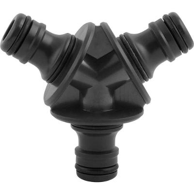 Conector Triplo para Engate Rápido 1-2 Divide Fluxo Mangueiras Jardim Preto Vonder