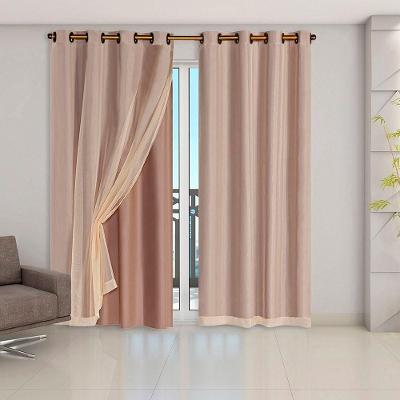 Cortina Blackout PVC com Voil 2,80x2,30M Poliéster para Sala Quarto Avelã Clara Luz Decora