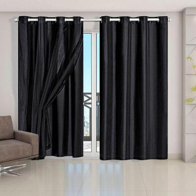 Cortina Blackout PVC com Voil 2,80x2,30M Poliéster para Sala Preto Clara Luz Decora