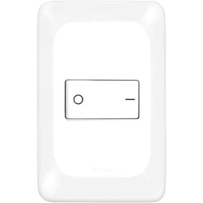Conjunto Interruptor Bipolar Simples Lgx010b Teclas Largas Branco Pial 10A 250V