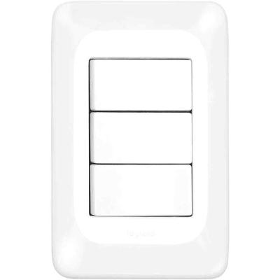 Conjunto com 3 Interruptores Simples Lgx111 Teclas Largas Branco Pial 10A