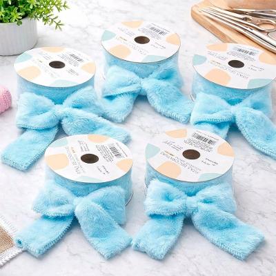 Fita Decorativa Fita Pelúciada Aramada Toque Macio Azul 6,3cm 2,7m
