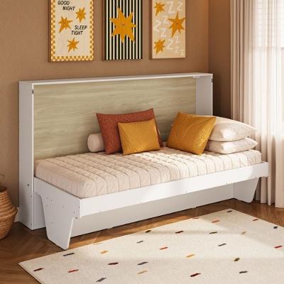 Cama Retrátil Solteiro com Escrivaninha MDP Branco Completa Móveis