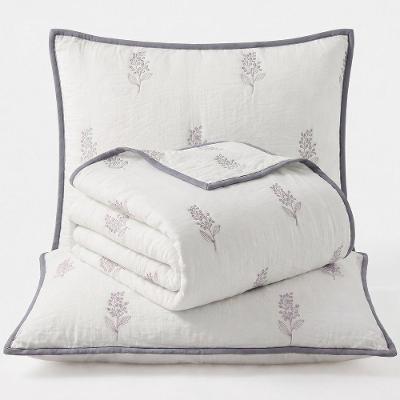 Cobre Leito Fiori Casal 3 Peças Percal Misto 300 Fios Matelassê Bordado Cinza Lilly Home Enxovais