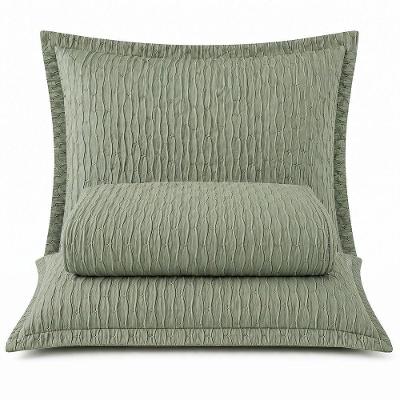 Cobre Leito Casal Plissado Dupla Face 3 Percal Crumble Matelassê Verde Lilly Home Enxovais