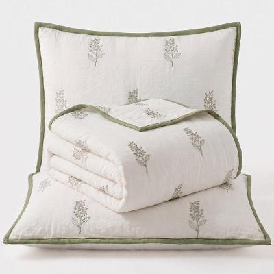 Cobre Leito Casal Dupla Face Fiori 3 Peças Percal Misto 300 Fios Matelassê Verde Lilly Home