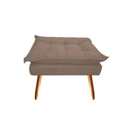Puff Banqueta Decorativa Opala Fibra Siliconada Suede Capuccino Marrom SMF Decor