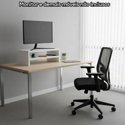 Suporte de Monitor Base Iara Moderno MDP 40CM Branco Milani Movelaria