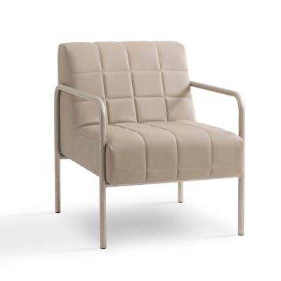 Poltrona Huna Estofada Base Aço Creme