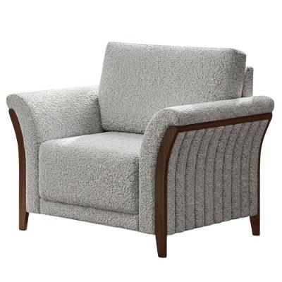 Poltrona Decorativa Royal Base Madeira Bouclé Confortável Multicolorido Milani Movelaria