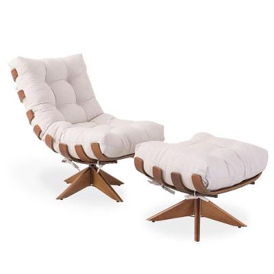 Poltrona Costela Duna Retrátil e Reclinável com Base Giratória Off White