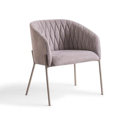 Poltrona Bourbon Estofada Base Aço Champagne Tecido Cinza