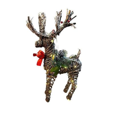 Rena Decorativa de Natal com Luz LED 42cm NTD24002 Galhos e Fibras Naturais Wincy
