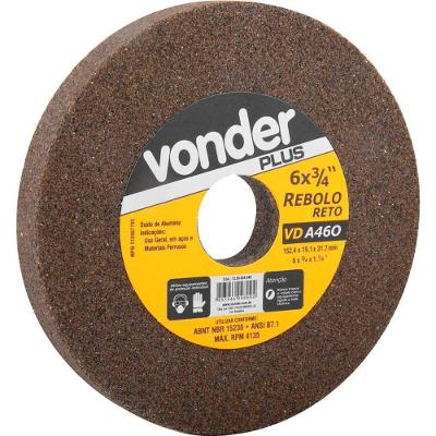 Rebolo Reto Plus Óxido de Alumínio Marrom Vonder 152,4MM