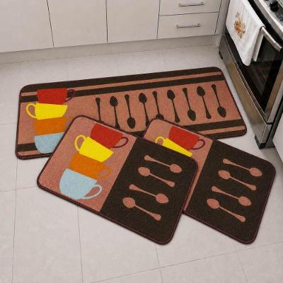 Kit Passadeira e Tapetes Cozinha 3 Peças Retangular Poliéster Base Antiderrapante Clara Luz Decora