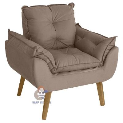 Poltrona Glamour Opala Decorativa Suede Café SMF Decor