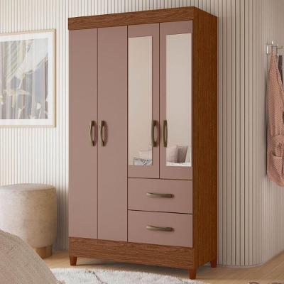 Guarda Roupa Mobi Four Mirror Style 2 Gavetas MDP 98CM Marrom Casah