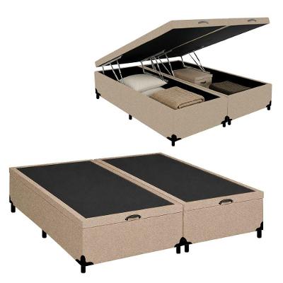 Cama Box com Baú King Bipartido Suede Bege Royal Sleep
